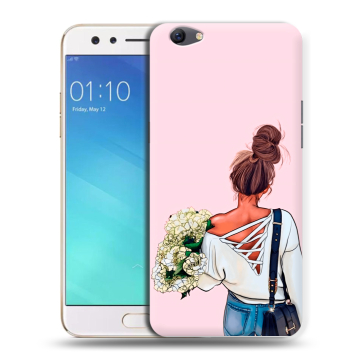 Силиконовый чехол на OPPO F3 с принтом Девушка и букет