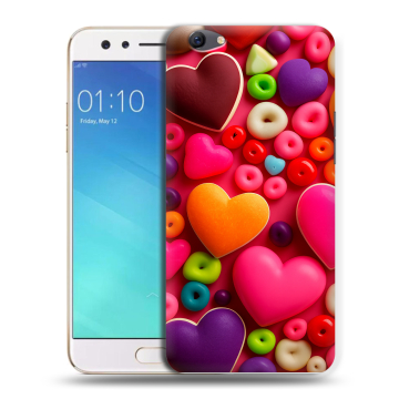 Силиконовый чехол на OPPO F3 с принтом Сердечки