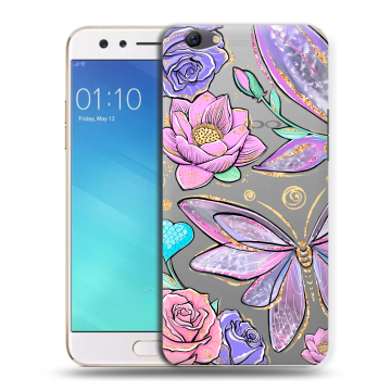 Силиконовый чехол на OPPO F3 с принтом Бабочки и цветы