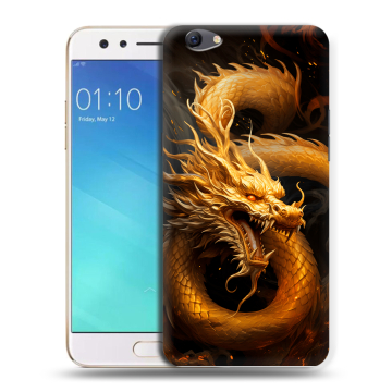 Силиконовый чехол на OPPO F3 с принтом Золотой дракон