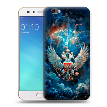 Силиконовый чехол на OPPO F3 с принтом Герб флаг России