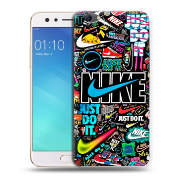 Силиконовый чехол на OPPO F3 с принтом найк nike черный