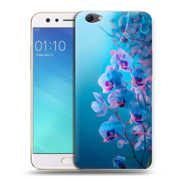Силиконовый чехол на OPPO F3 с принтом голубые орхидеи
