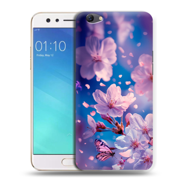 Силиконовый чехол на OPPO F3 с принтом цветы бабочки