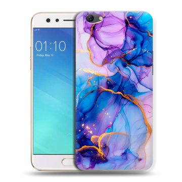 Силиконовый чехол на OPPO F3 с принтом синий мрамор Силиконовый чехол на OPPO F3 с принтом синий мрамор