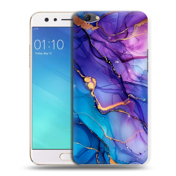 Силиконовый чехол на OPPO F3 с принтом синий мрамор