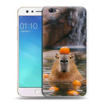 Силиконовый чехол на OPPO F3 с принтом Капибара с апельсином