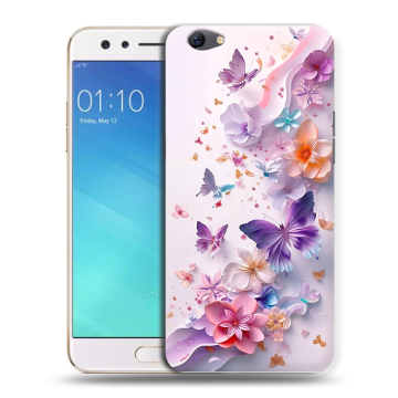 Силиконовый чехол на OPPO F3 с принтом цветы бабочки Силиконовый чехол на OPPO F3 с принтом цветы бабочки
