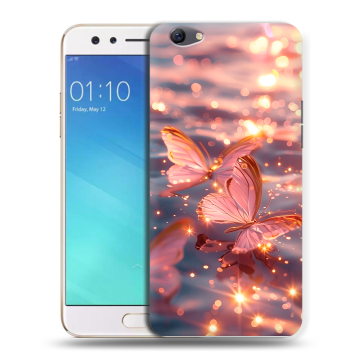 Силиконовый чехол на OPPO F3 с принтом бабочки розовые Силиконовый чехол на OPPO F3 с принтом бабочки розовые