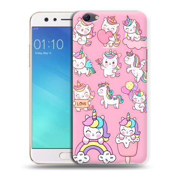 Силиконовый чехол на OPPO F3 с принтом Единороги и радуга