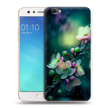 Силиконовый чехол на OPPO F3 с принтом Цветы и мрамор