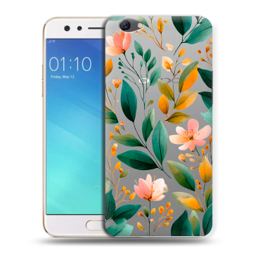 Силиконовый чехол на OPPO F3 с принтом Цветы паттерн Силиконовый чехол на OPPO F3 с принтом Цветы паттерн