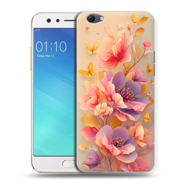 Силиконовый чехол на OPPO F3 с принтом Цветы и бабочки