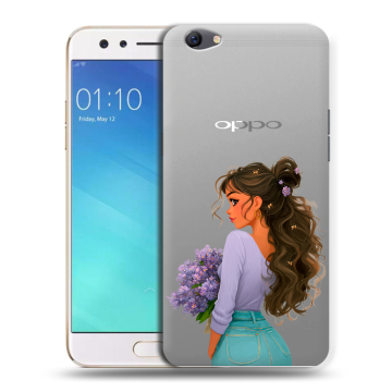 Силиконовый чехол на OPPO F3 с принтом девушка цветы