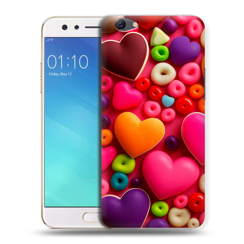 Силиконовый чехол на OPPO F3 с принтом Сердечки Силиконовый чехол на OPPO F3 с принтом Сердечки