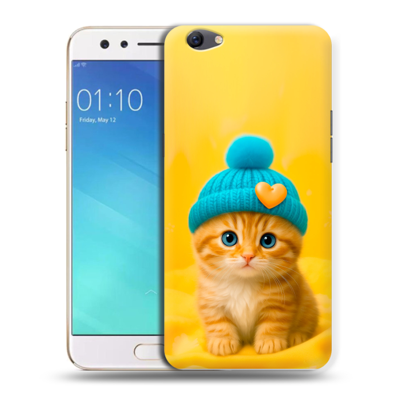 Пластиковый чехол на OPPO F3 с принтом Котенок в шапке Пластиковый чехол на OPPO F3 с принтом Котенок в шапке