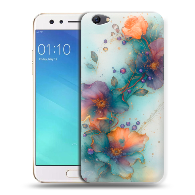 Пластиковый чехол на OPPO F3 с принтом Акварельные цветы Пластиковый чехол на OPPO F3 с принтом Акварельные цветы
