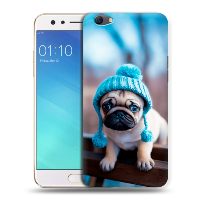 Силиконовый чехол на OPPO F3 с принтом Мопс в шапке Силиконовый чехол на OPPO F3 с принтом Мопс в шапке