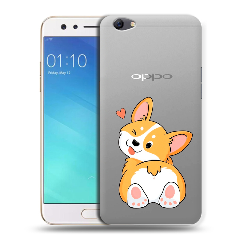 Силиконовый чехол на OPPO F3 с принтом Корги Силиконовый чехол на OPPO F3 с принтом Корги