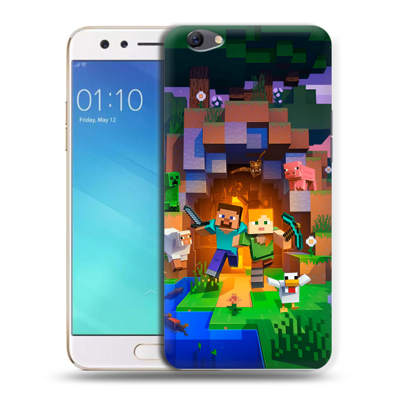 Силиконовый чехол на OPPO F3 с принтом Майнкрафт Minecraft Силиконовый чехол на OPPO F3 с принтом Майнкрафт Minecraft