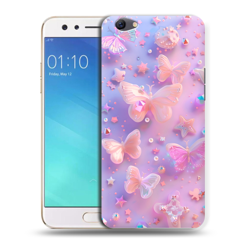 Силиконовый чехол на OPPO F3 с принтом Бабочки Силиконовый чехол на OPPO F3 с принтом Бабочки