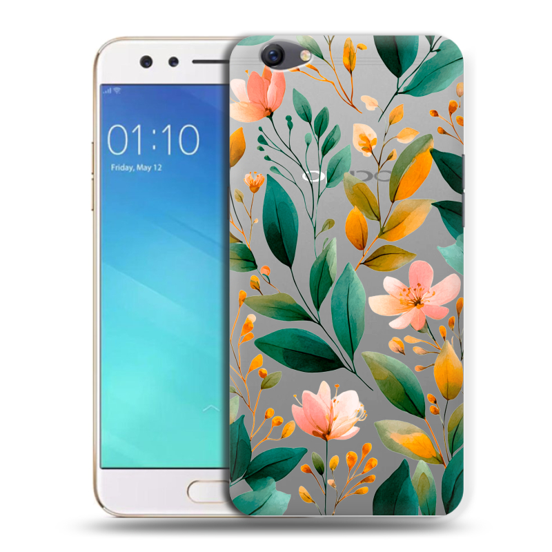 Силиконовый чехол на OPPO F3 с принтом Цветы паттерн Силиконовый чехол на OPPO F3 с принтом Цветы паттерн