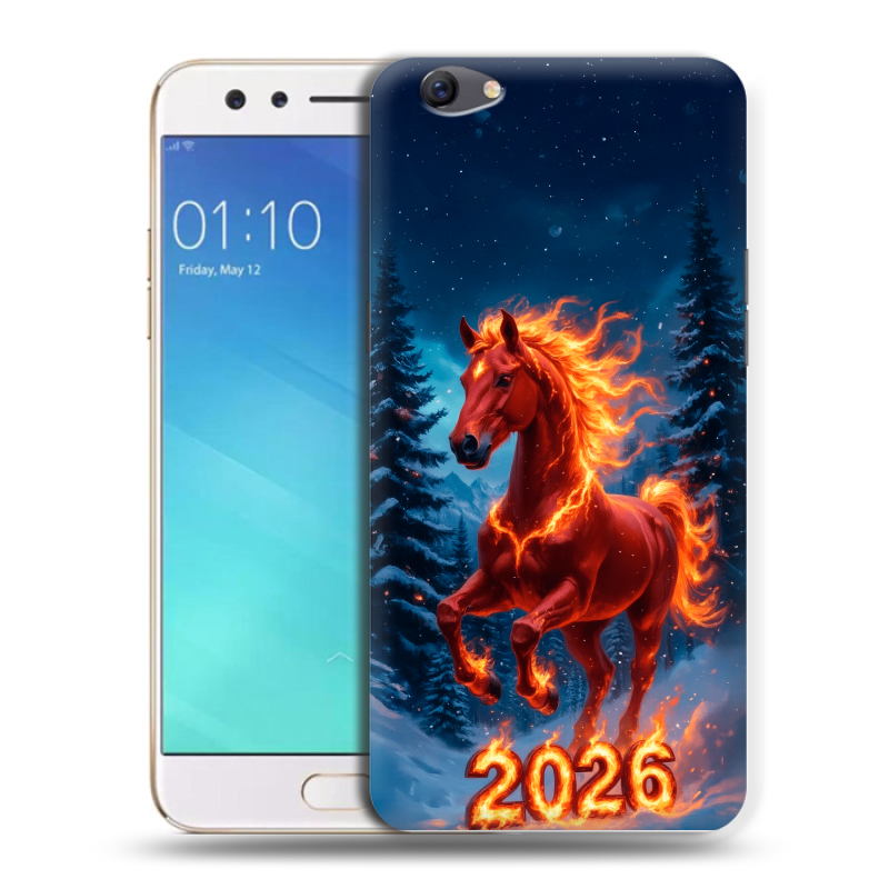 Пластиковый чехол на OPPO F3 с принтом Новый год коня Пластиковый чехол на OPPO F3 с принтом Новый год коня