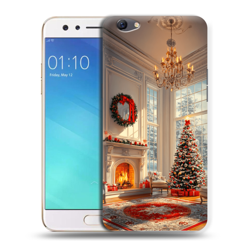 Силиконовый чехол на OPPO F3 с принтом Новый год Силиконовый чехол на OPPO F3 с принтом Новый год