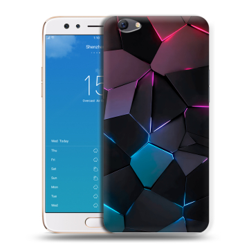 Силиконовый чехол на OPPO F3 Plus с принтом Геометрия неона