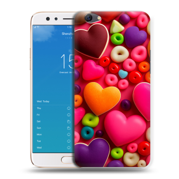 Силиконовый чехол на OPPO F3 Plus с принтом Сердечки