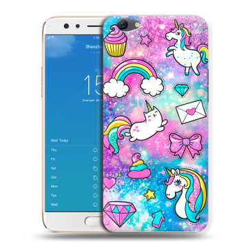 Силиконовый чехол на OPPO F3 Plus с принтом Единороги Силиконовый чехол на OPPO F3 Plus с принтом Единороги