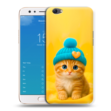 Силиконовый чехол на OPPO F3 Plus с принтом Котенок в шапке