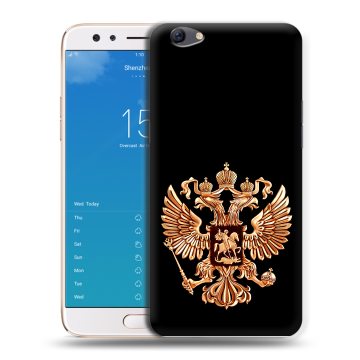 Силиконовый чехол на OPPO F3 Plus с принтом Герб России золотой Силиконовый чехол на OPPO F3 Plus с принтом Герб России золотой