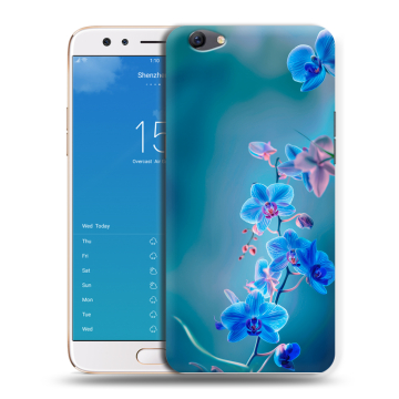 Силиконовый чехол на OPPO F3 Plus с принтом Голубые цветы