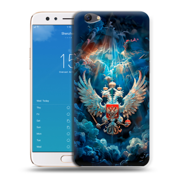 Силиконовый чехол на OPPO F3 Plus с принтом Герб флаг России