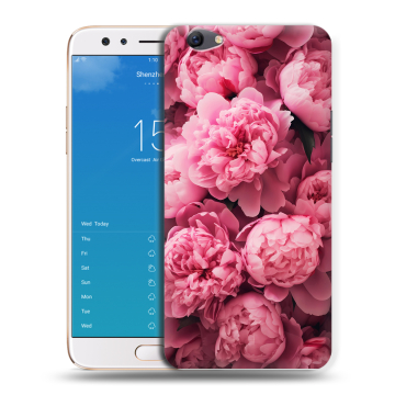 Силиконовый чехол на OPPO F3 Plus с принтом цветы пионы