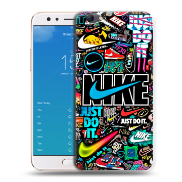 Силиконовый чехол на OPPO F3 Plus с принтом найк nike черный Силиконовый чехол на OPPO F3 Plus с принтом найк nike черный