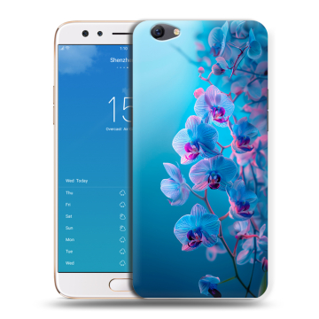 Силиконовый чехол на OPPO F3 Plus с принтом голубые орхидеи