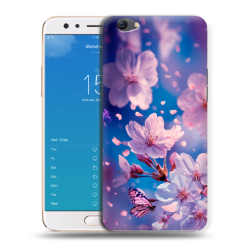 Силиконовый чехол на OPPO F3 Plus с принтом цветы бабочки