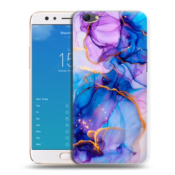 Силиконовый чехол на OPPO F3 Plus с принтом синий мрамор