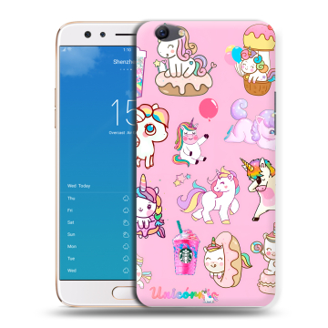 Силиконовый чехол на OPPO F3 Plus с принтом розовые единороги
