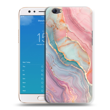 Силиконовый чехол на OPPO F3 Plus с принтом розовый мрамор