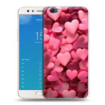 Силиконовый чехол на OPPO F3 Plus с принтом розовые сердечки