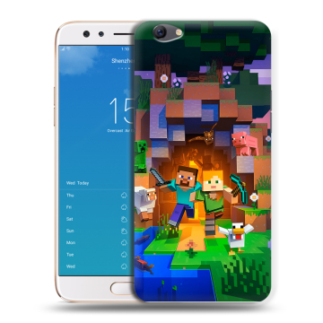 Силиконовый чехол на OPPO F3 Plus с принтом Майнкрафт Minecraft Силиконовый чехол на OPPO F3 Plus с принтом Майнкрафт Minecraft