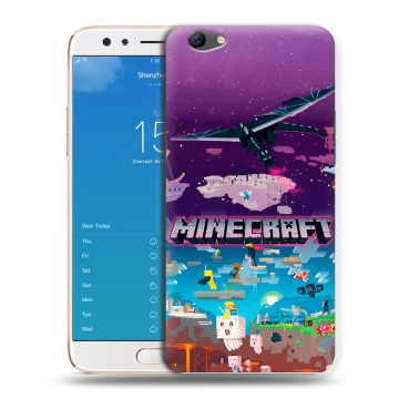 Силиконовый чехол на OPPO F3 Plus с принтом Майнкрафт Minecraft