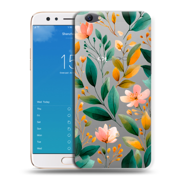 Силиконовый чехол на OPPO F3 Plus с принтом Цветы паттерн Силиконовый чехол на OPPO F3 Plus с принтом Цветы паттерн