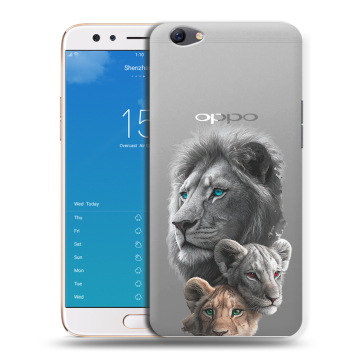Силиконовый чехол на OPPO F3 Plus с принтом Львы Силиконовый чехол на OPPO F3 Plus с принтом Львы