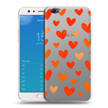 Силиконовый чехол на OPPO F3 Plus с принтом Сердечки Силиконовый чехол на OPPO F3 Plus с принтом Сердечки