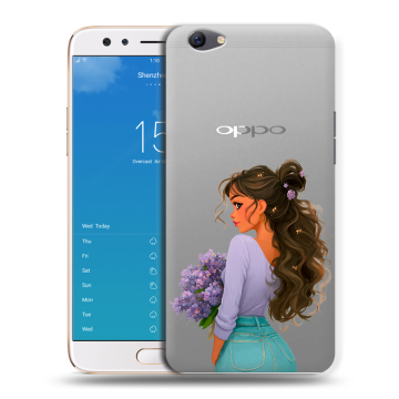 Силиконовый чехол на OPPO F3 Plus с принтом девушка цветы Силиконовый чехол на OPPO F3 Plus с принтом девушка цветы