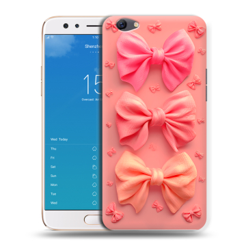Силиконовый чехол на OPPO F3 Plus с принтом Розовые бантики